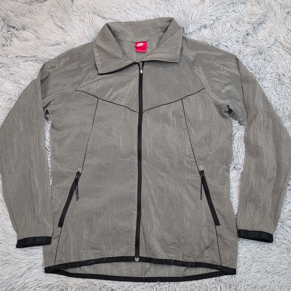 Nike Jacket Womens L Gray Track Windbreaker‎ Zip Up Pockets Lightweight Sheer